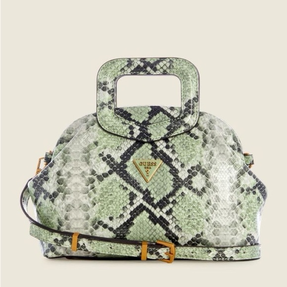 New GUESS Errin Snakeskin Small Frame Satchel - Picture 1 of 10